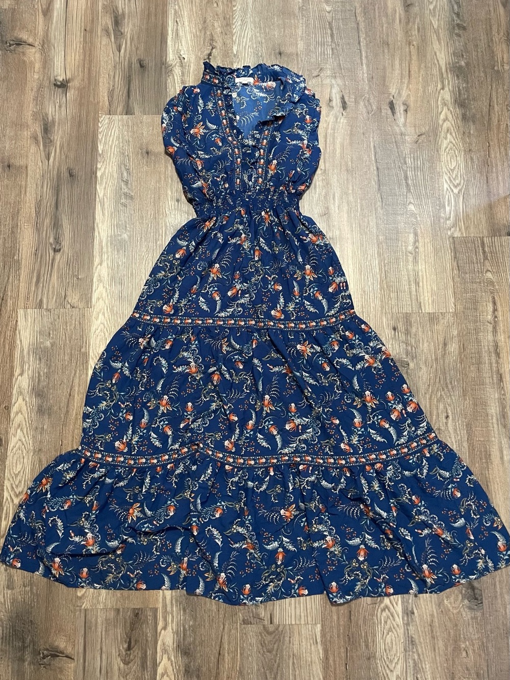 Sleeveless Navy Floral Maxi Dress wax studio